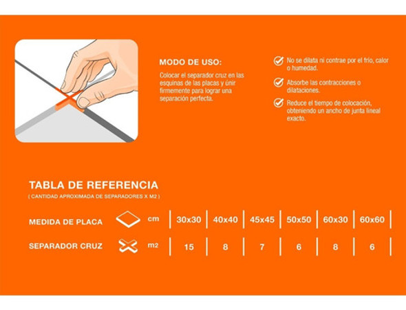 Separador Cruz Porcelanato Cerámico 2,0mm 250 Unidades 1