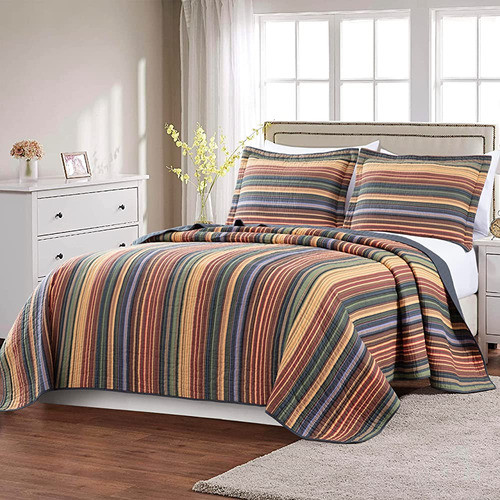 Chezmoi Collection Avery 3-piece Multi-color Striped 100% Wa 0