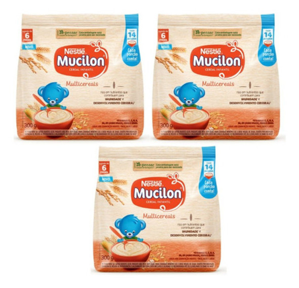 Kit C/3 Cereal Infantil Mucilon Multicereais 300g  Nestlé 0