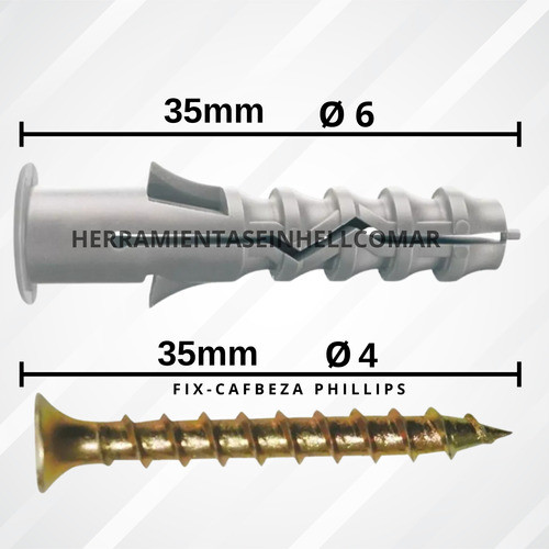 Tarugo Taco Cpsa N° 6 Con Tope + Tornillo Fix X 300 U 1