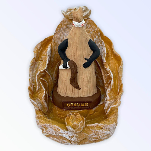 Incensário Cascata Folha Obaluaê 12 Cm Palha Em Resina 0