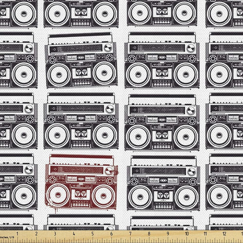 Lunarable 90s Fabric By The Yard, Retro Nostalgic Music Inst 0