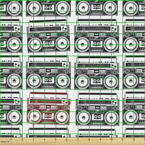 Lunarable 90s Fabric By The Yard, Retro Nostalgic Music Inst 1