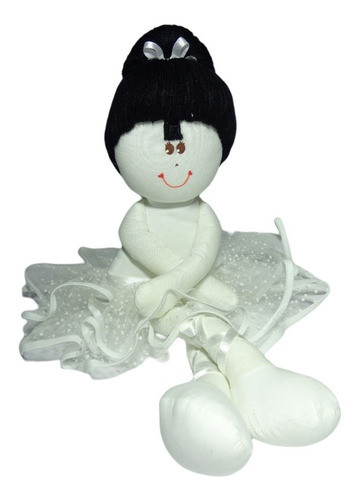 Boneca Pano Tecido Artesanal Bailarina Morena Branca M 0
