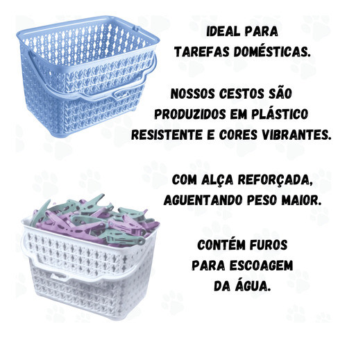 Cesto Organizador Multiuso Com Alça Cor Azul Plástico 1