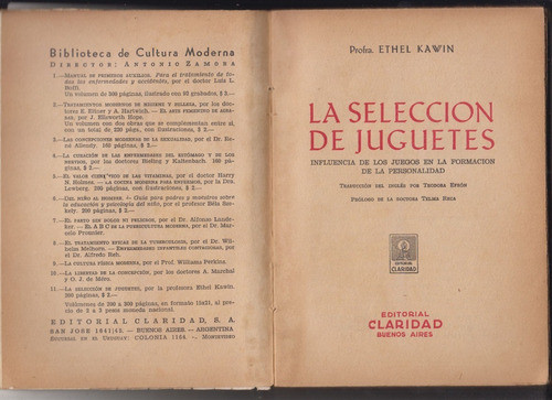 1941 Psicologia Niños Ethel Kawin La Seleccion De Juguetes 1