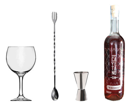 Combo Gin Cayetano Hibiscus + Copa Gin+ Jigger + Cuchara/ten 0
