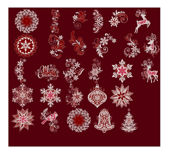 Pack Matrices Para Maquinas Bordadoras Navidad Blanco 13x18c 0