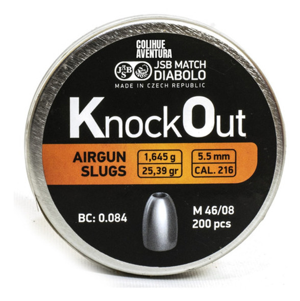 Balines Jsb Knock Out Slung Cal. 5,5mm 25,39 Grains X200 U. 0