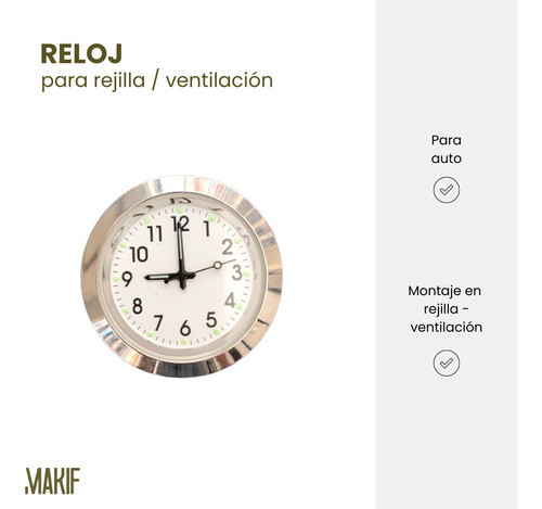 Reloj Para Rejilla De Ventilación Analógico Deco Auto 1