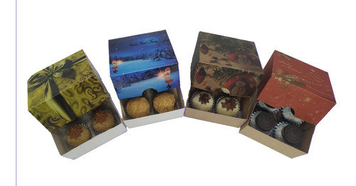 Caixa De Natal 9 Brigadeiros - Modelo 8 - Kit 25 Unidades 1