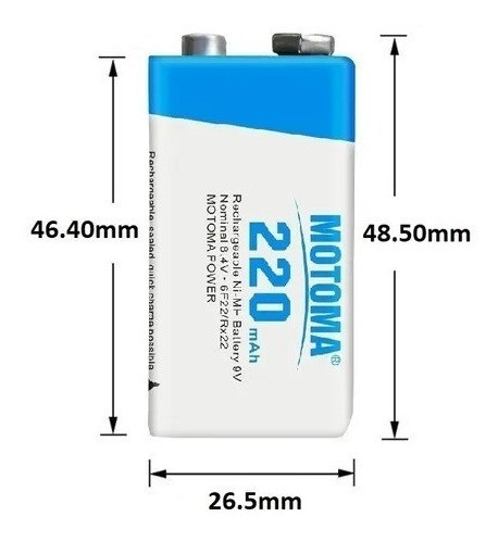 Bateria Recargable 9v 220mah Reales Motoma Ni-mh Hobb 1