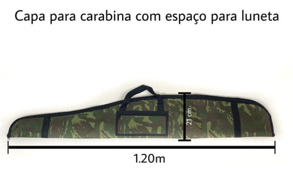 Capa De Carabina / Espingarda 1,20m Camuflada + Bandoleira 1