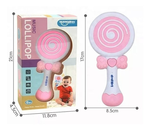 Sonajero Divertido Lollipop A Pila Con Luces Sonidos 1