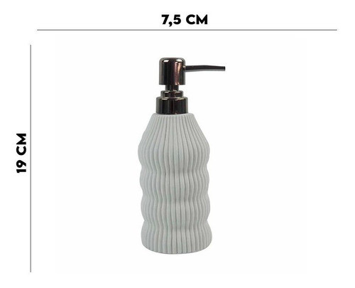 Porta Sabonete Líquido Em Resina Branco E Prateado Btc 300ml 1