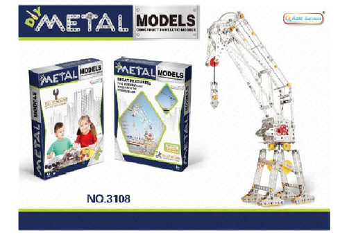 Bloques De Construcción Metal Simil Mecano Grúa 523 Pzas Ub 0