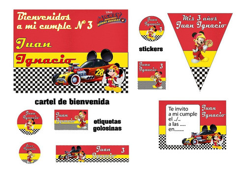 Mickey Aventuras Sobre Ruedas Cumpleaños Impreso Y Cortado 1