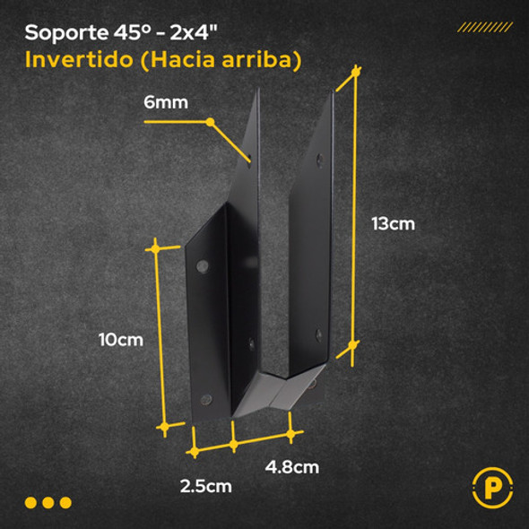 Soporte Tirante Viga Madera 2x4 Invertido 45º Hacia Arriba 1