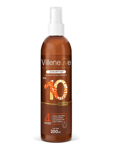 Villeneuve Aceite Protector Bronceador Fps 10 Uva/uvb 200ml 0