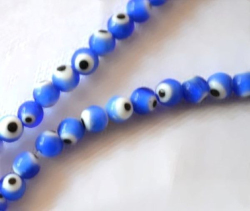 Murano Olho Grego Bola Lisa Azul 4 Mm - 20 Peças (biju) Mu05 0