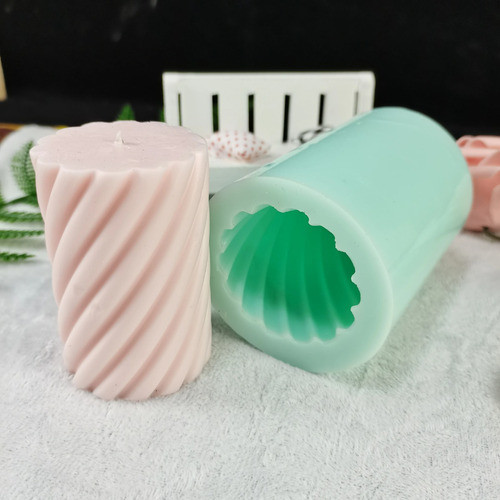 Molde  Silicona Cilindro Acanalado 6 X 8,8 Para Hacer Velas 1
