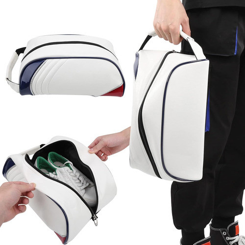 Bolso De Transporte Para Zapatos De Golf En Cuero Blanco 1