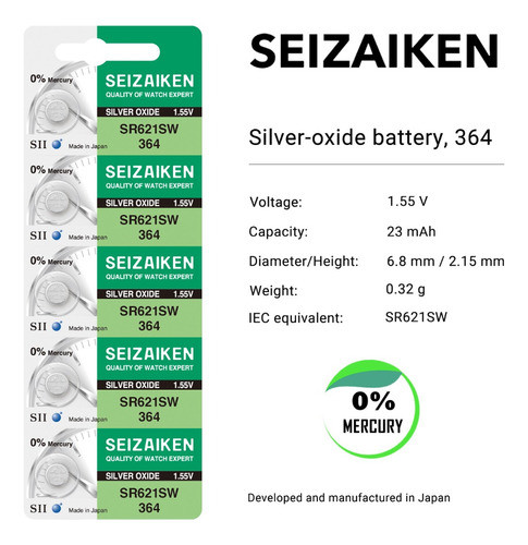 Pila Seizaiken Sr621sw 364 (seiko) Oxido De Plata X 1 0