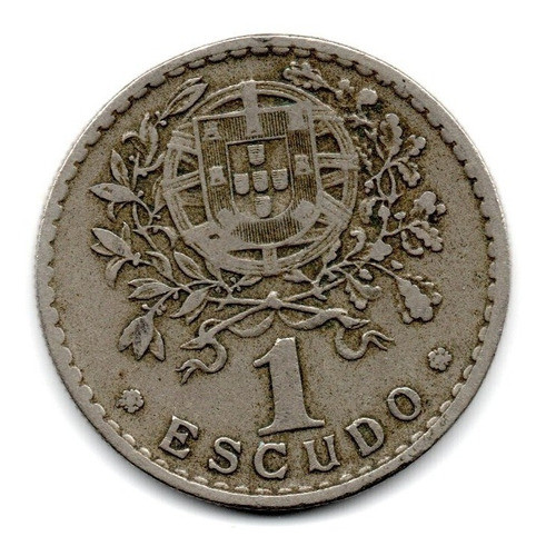 Moneda Portugal 1 Escudo Año 1939 Km#578 Fecha Rara 1
