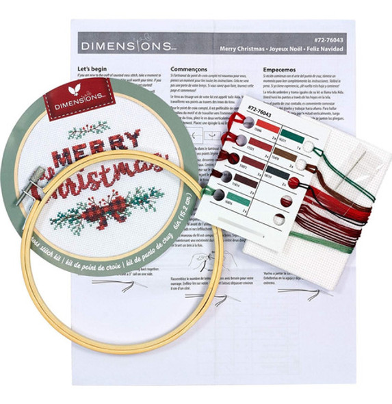 Kit De Costura Navidad, 14 Cuentas Aida Blanca, Aro 15cm 1