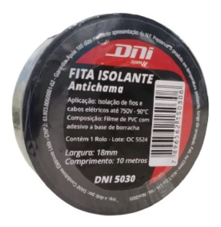 Fita Isolante Antichama 10 Metros X 18mm Dni - 20 Unidades 1