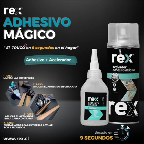 Adhesivo Mágico 25 Gr Con Spray Activador 100 Ml - Rex 1