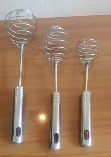 Batidor Manual Utensillo Reposteria Acero Inoxidable Pack X3 1