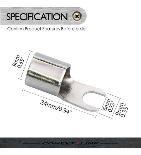 20pcs Barrier Spade Fork Terminal Conector 4 Ga Awg Calibre 1