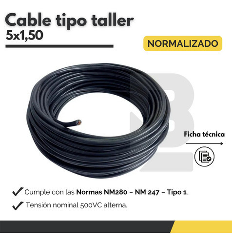 Cable Tipo Taller 5x1,5 Mm X 1 Mts Aire Acondicionado Aprob. 1