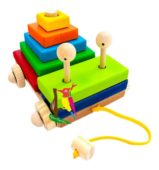 Carrito Bichito Arrastre Encastre Didactico Artesanal Niño 1