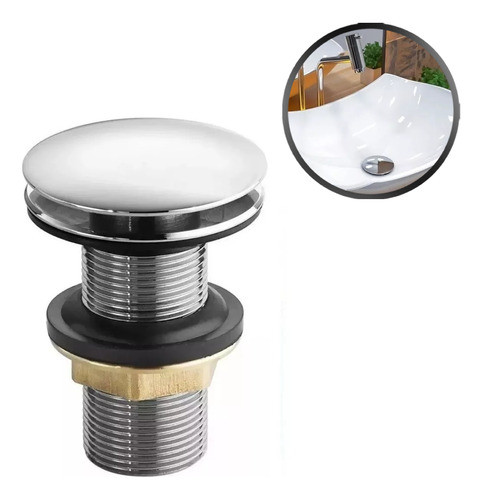 Válvula Ralo Click Aço Inox P/ Cubas Pias Lavatório Cromado 0