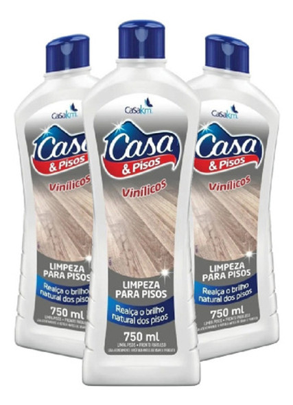 Kit 3 Limpador Pisos Vinilicos 750ml Casa&piso Casakm 0 Kit 3 Limpador Pisos Vinilicos 750ml Casa&piso Casakm 0