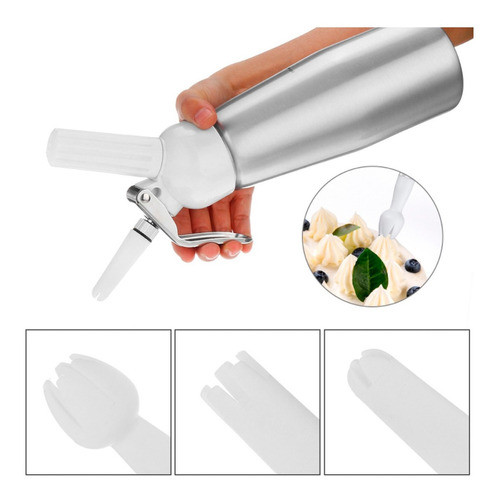 Garrafa De Chantilly 500ml Sifão Alumínio Premium Prata 1