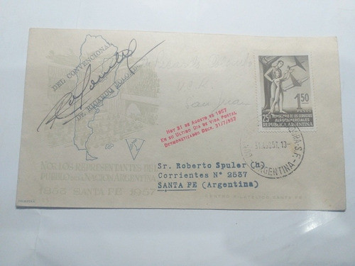 Sobre Firmado Ucr Dr Ricardo Colombo 1957 $ 1,50 Último Dia 0