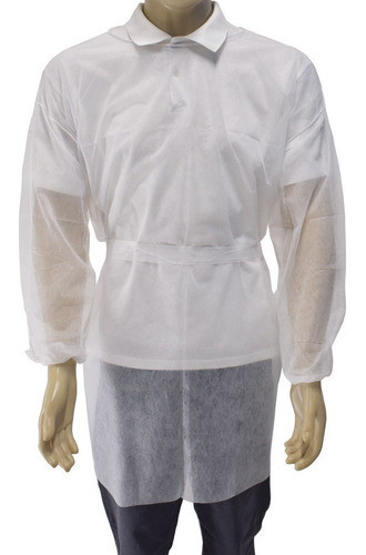 Avental Descartável Manga Longa Tnt Branco Gramatura 20 C/10 0