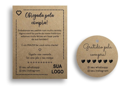 Kit 50 Tags Kraft + 50cartão Agradecimento Kraft + 120 Lacre 0