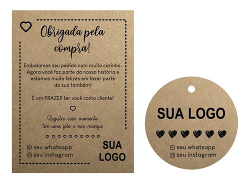 Kit 50 Tags Kraft + 50cartão Agradecimento Kraft + 120 Lacre 1