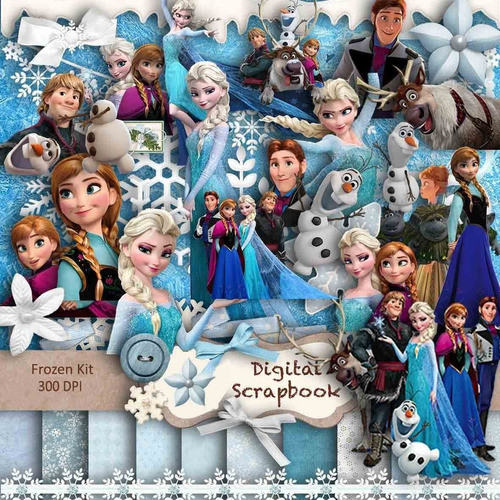 Kit Imprimible Frozen 24 Clipart - 11 Fondos 29 Elementos. 1