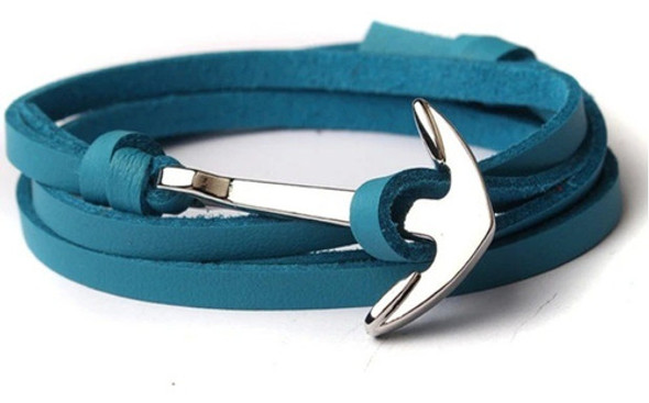 Pulsera Ancla Auto Ajustable En Metal Y Cuero Legítimo. 1