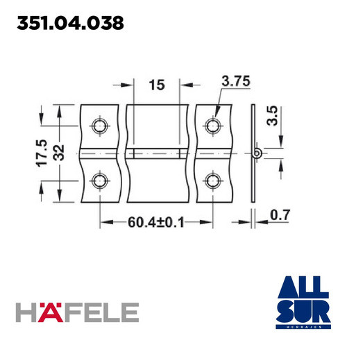 Bisagra Piano Hierro Niquelado  X 3.5mts Hafele 1