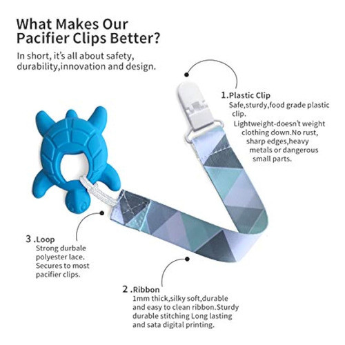 Pandaear Clips Para Chupetes De Bebé, Color 1