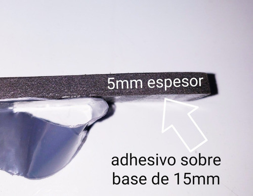 Burlete Goma Eva Adhesivo 1 Faz 5x15mm Negro (10 Mts) 1