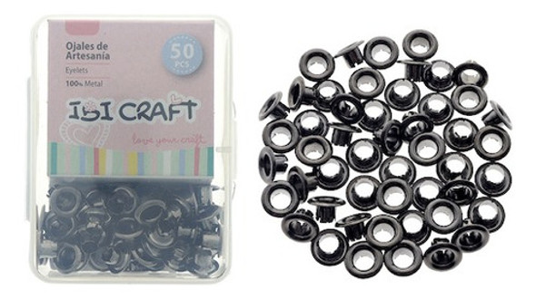 Caja C/50 Ojalillos Metálicos Ibi Craft, Diam. 4,5mm, Negro 0