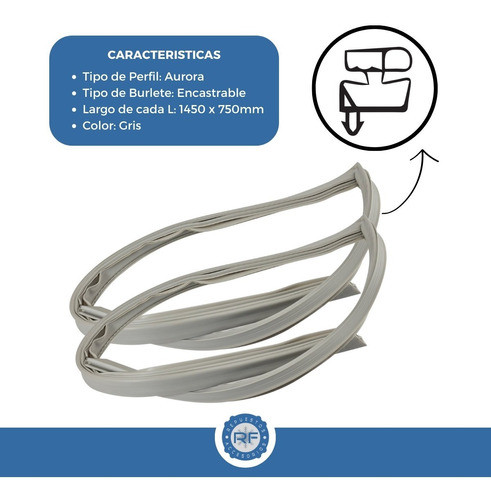 Burlete Universal Para Heladera Encastrable 145x75cm Gris 1