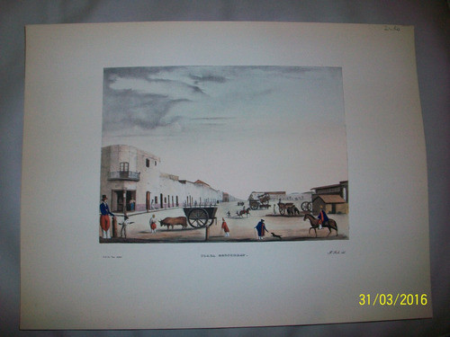 Isola, Albérico  Plaza Monserrat  Litografía Coloreada A Man 0